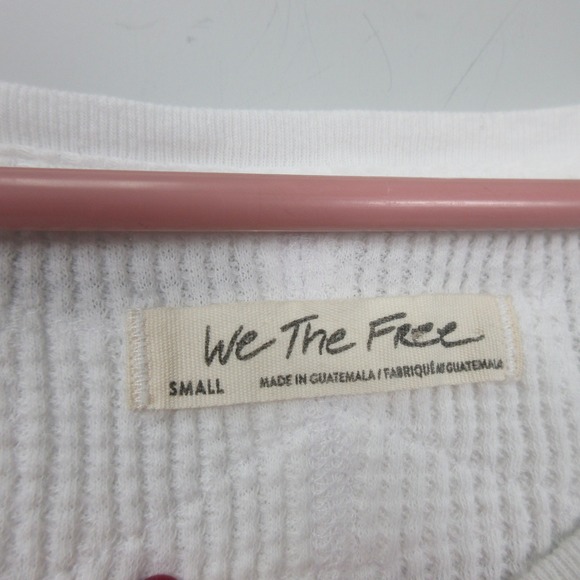 We The Free People Womens Microphone Drop Thermal White Waffle Long Sleeve Top S - Picture 3 of 12
